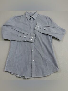H&M – Navy/White Pinstripe Slim Fit Dress Shirt (Size M)